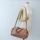 Miu Miu Hand Bag Leather 2way Pink Gold Auth 167676M-31