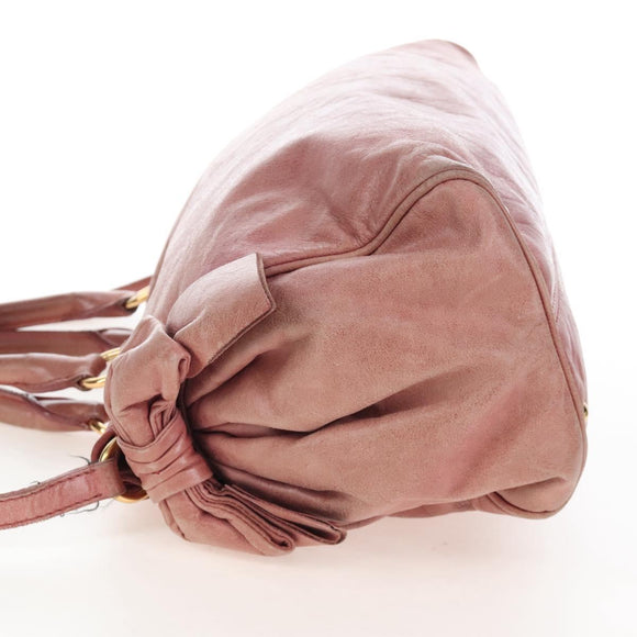 Miu Miu Hand Bag Leather 2way Pink Gold Auth 167676M