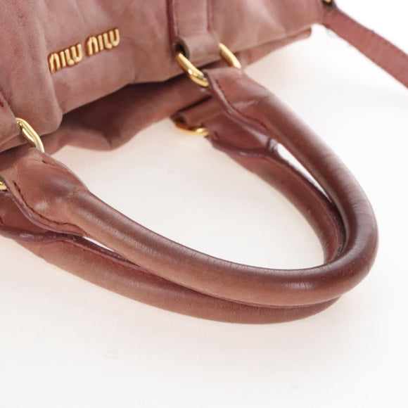 Miu Miu Hand Bag Leather 2way Pink Gold Auth 167676M