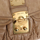 Miu Miu Matelasse Hand Bag Leather 2way Beige Gold Auth 167677M-23