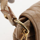 Miu Miu Matelasse Hand Bag Leather 2way Beige Gold Auth 167677M-24