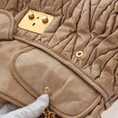 Miu Miu Matelasse Hand Bag Leather 2way Beige Gold Auth 167677M-26
