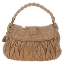 Miu Miu Matelasse Hand Bag Leather 2way Beige Gold Auth 167677M-2