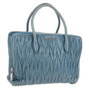 Miu Miu Matelasse Hand Bag Leather Blue Silver Auth 167678-1