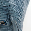 Miu Miu Matelasse Hand Bag Leather Blue Silver Auth 167678-10