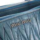 Miu Miu Matelasse Hand Bag Leather Blue Silver Auth 167678-14