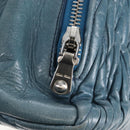 Miu Miu Matelasse Hand Bag Leather Blue Silver Auth 167678-15