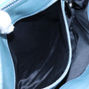 Miu Miu Matelasse Hand Bag Leather Blue Silver Auth 167678-29