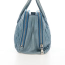 Miu Miu Matelasse Hand Bag Leather Blue Silver Auth 167678-4