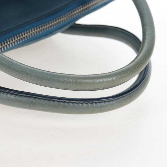 Miu Miu Matelasse Hand Bag Leather Blue Silver Auth 167678