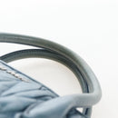 Miu Miu Matelasse Hand Bag Leather Blue Silver Auth 167678-8