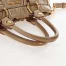 Miu Miu Hand Bag Leather 2way Beige Gold Auth 167679M-8