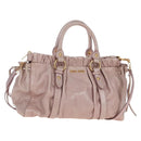 Miu Miu Hand Bag Leather 2way Pink Gold Auth 167681M-1