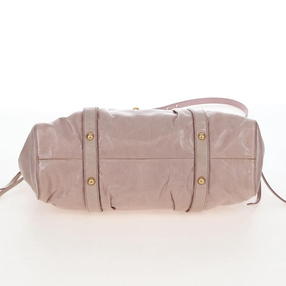 Miu Miu Hand Bag Leather 2way Pink Gold Auth 167681M