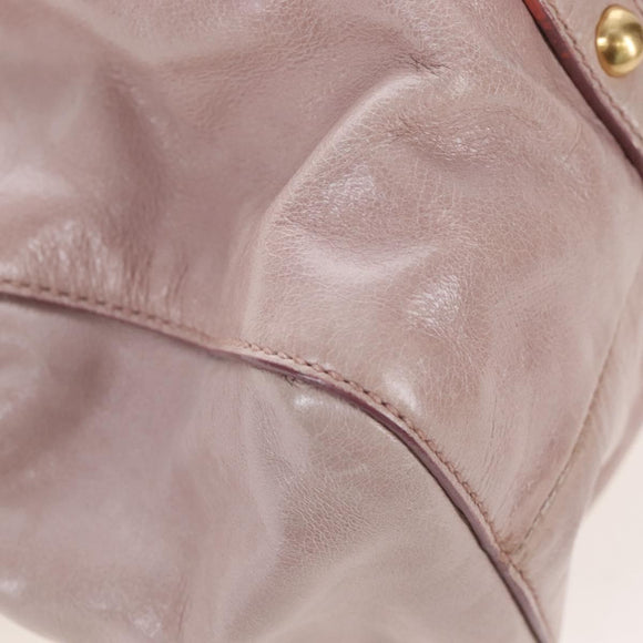 Miu Miu Hand Bag Leather 2way Pink Gold Auth 167681M
