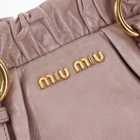 Miu Miu Hand Bag Leather 2way Pink Gold Auth 167681M