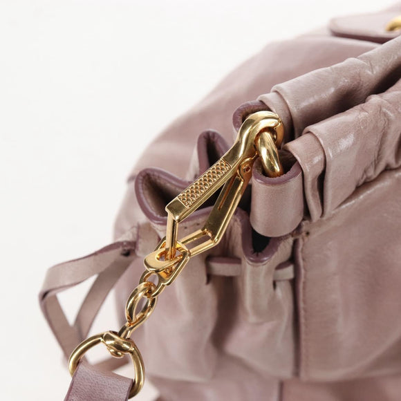 Miu Miu Hand Bag Leather 2way Pink Gold Auth 167681M