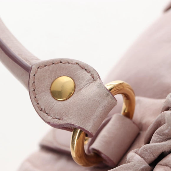 Miu Miu Hand Bag Leather 2way Pink Gold Auth 167681M