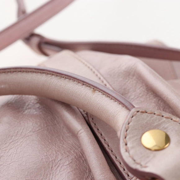 Miu Miu Hand Bag Leather 2way Pink Gold Auth 167681M