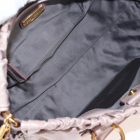 Miu Miu Hand Bag Leather 2way Pink Gold Auth 167681M