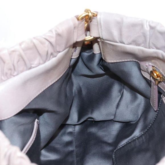 Miu Miu Hand Bag Leather 2way Pink Gold Auth 167681M