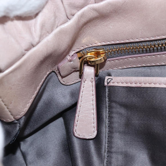 Miu Miu Hand Bag Leather 2way Pink Gold Auth 167681M