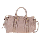 Miu Miu Hand Bag Leather 2way Pink Gold Auth 167681M-3