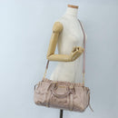 Miu Miu Hand Bag Leather 2way Pink Gold Auth 167681M-30