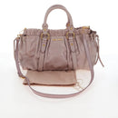 Miu Miu Hand Bag Leather 2way Pink Gold Auth 167681M-31