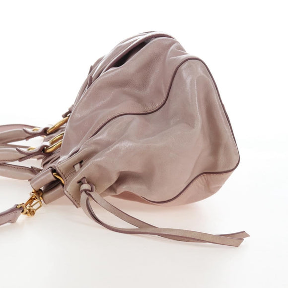 Miu Miu Hand Bag Leather 2way Pink Gold Auth 167681M