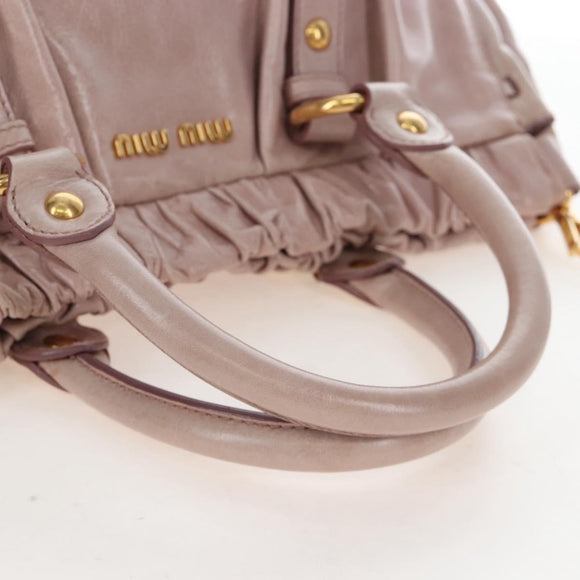 Miu Miu Hand Bag Leather 2way Pink Gold Auth 167681M