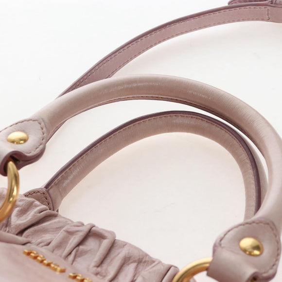 Miu Miu Hand Bag Leather 2way Pink Gold Auth 167681M
