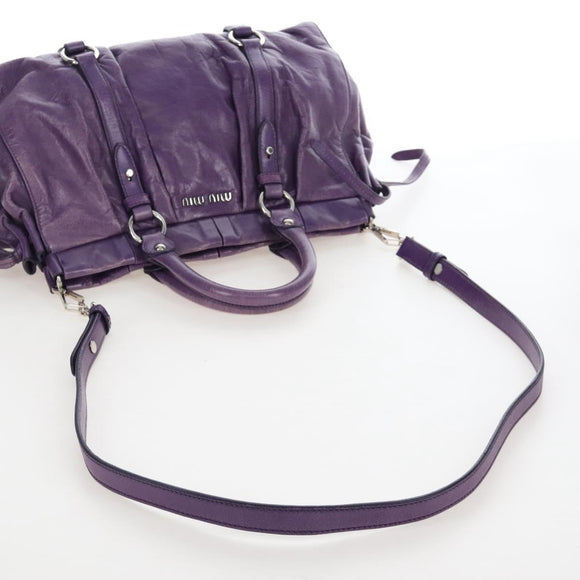 Miu Miu Hand Bag Leather 2way Purple Silver Auth 167682M