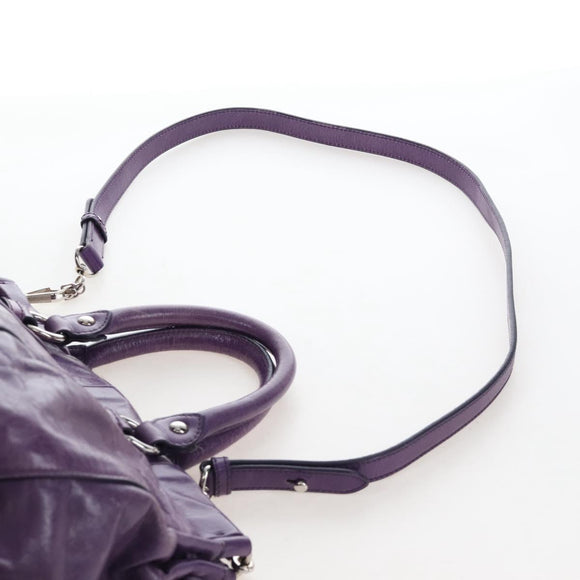 Miu Miu Hand Bag Leather 2way Purple Silver Auth 167682M