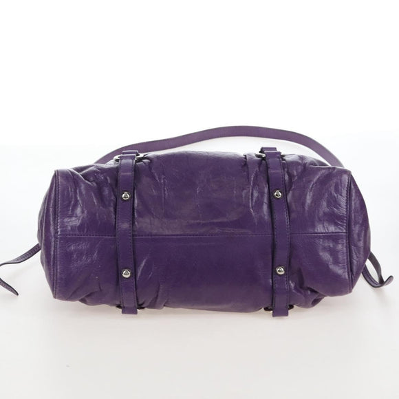 Miu Miu Hand Bag Leather 2way Purple Silver Auth 167682M