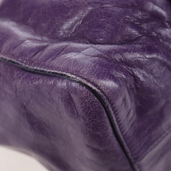 Miu Miu Hand Bag Leather 2way Purple Silver Auth 167682M
