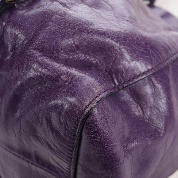 Miu Miu Hand Bag Leather 2way Purple Silver Auth 167682M