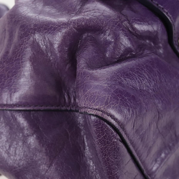 Miu Miu Hand Bag Leather 2way Purple Silver Auth 167682M