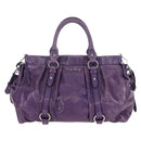 Miu Miu Hand Bag Leather 2way Purple Silver Auth 167682M-13