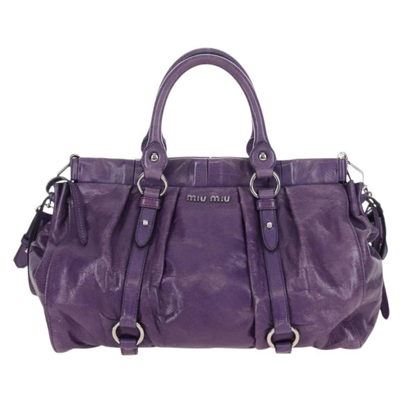 Miu Miu Hand Bag Leather 2way Purple Silver Auth 167682M