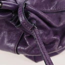 Miu Miu Hand Bag Leather 2way Purple Silver Auth 167682M-23