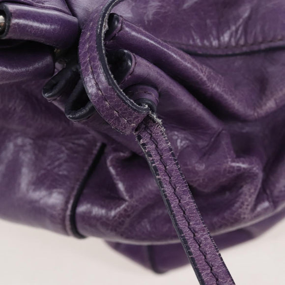 Miu Miu Hand Bag Leather 2way Purple Silver Auth 167682M