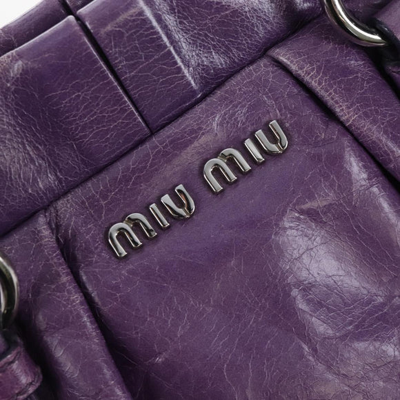 Miu Miu Hand Bag Leather 2way Purple Silver Auth 167682M