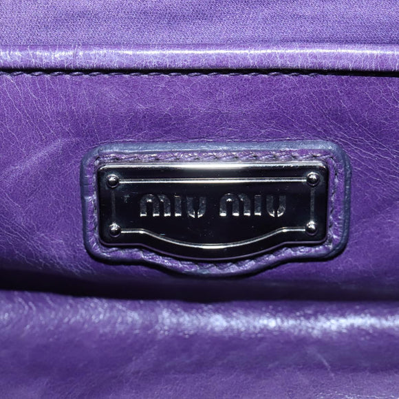 Miu Miu Hand Bag Leather 2way Purple Silver Auth 167682M