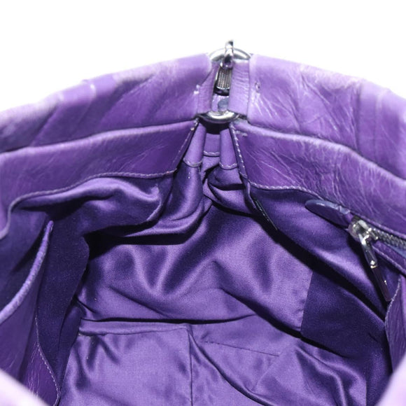 Miu Miu Hand Bag Leather 2way Purple Silver Auth 167682M