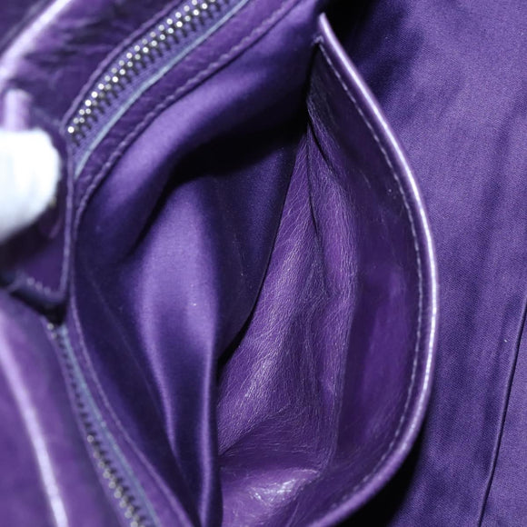 Miu Miu Hand Bag Leather 2way Purple Silver Auth 167682M