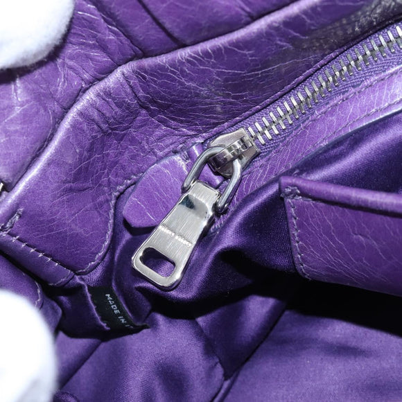 Miu Miu Hand Bag Leather 2way Purple Silver Auth 167682M