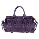 Miu Miu Hand Bag Leather 2way Purple Silver Auth 167682M-2