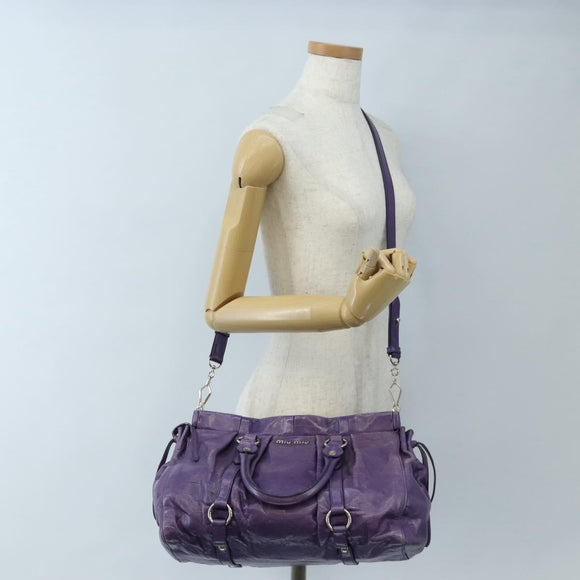 Miu Miu Hand Bag Leather 2way Purple Silver Auth 167682M