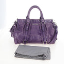 Miu Miu Hand Bag Leather 2way Purple Silver Auth 167682M-12